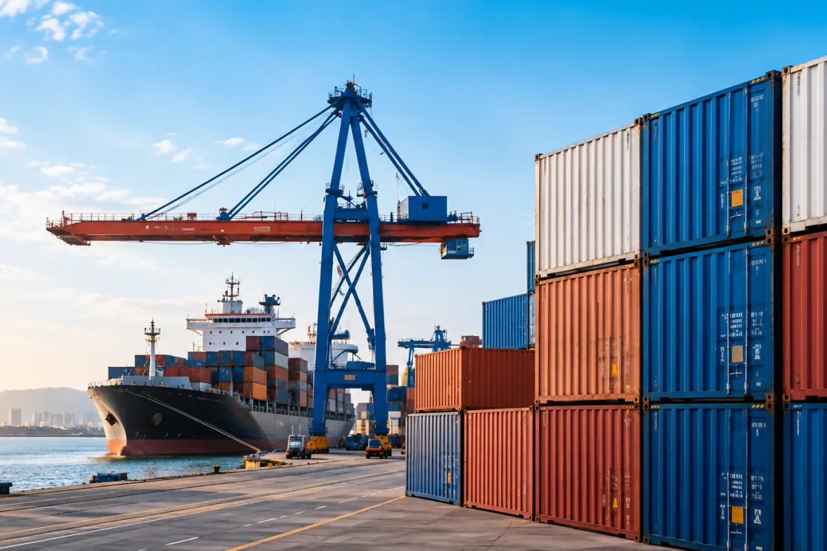 Puerto de carga con contenedores para Morphis Importaciones